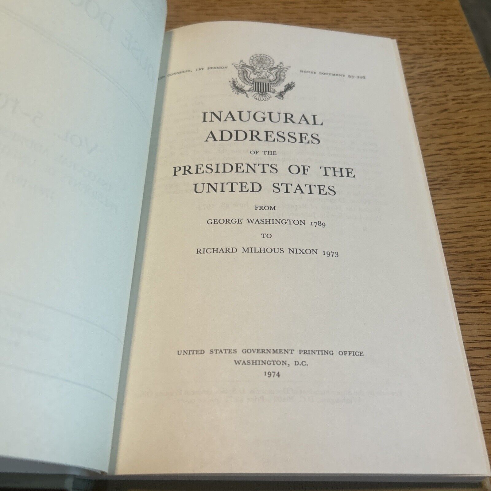 Inaugural Addresses Of The Presidents Of The United States 1789-1961 Hard Cover