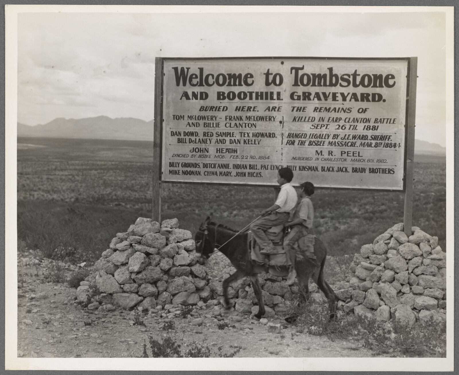 Old 8X10 Photo, 1930's Sign entering Tombstone, Arizona 57591870
