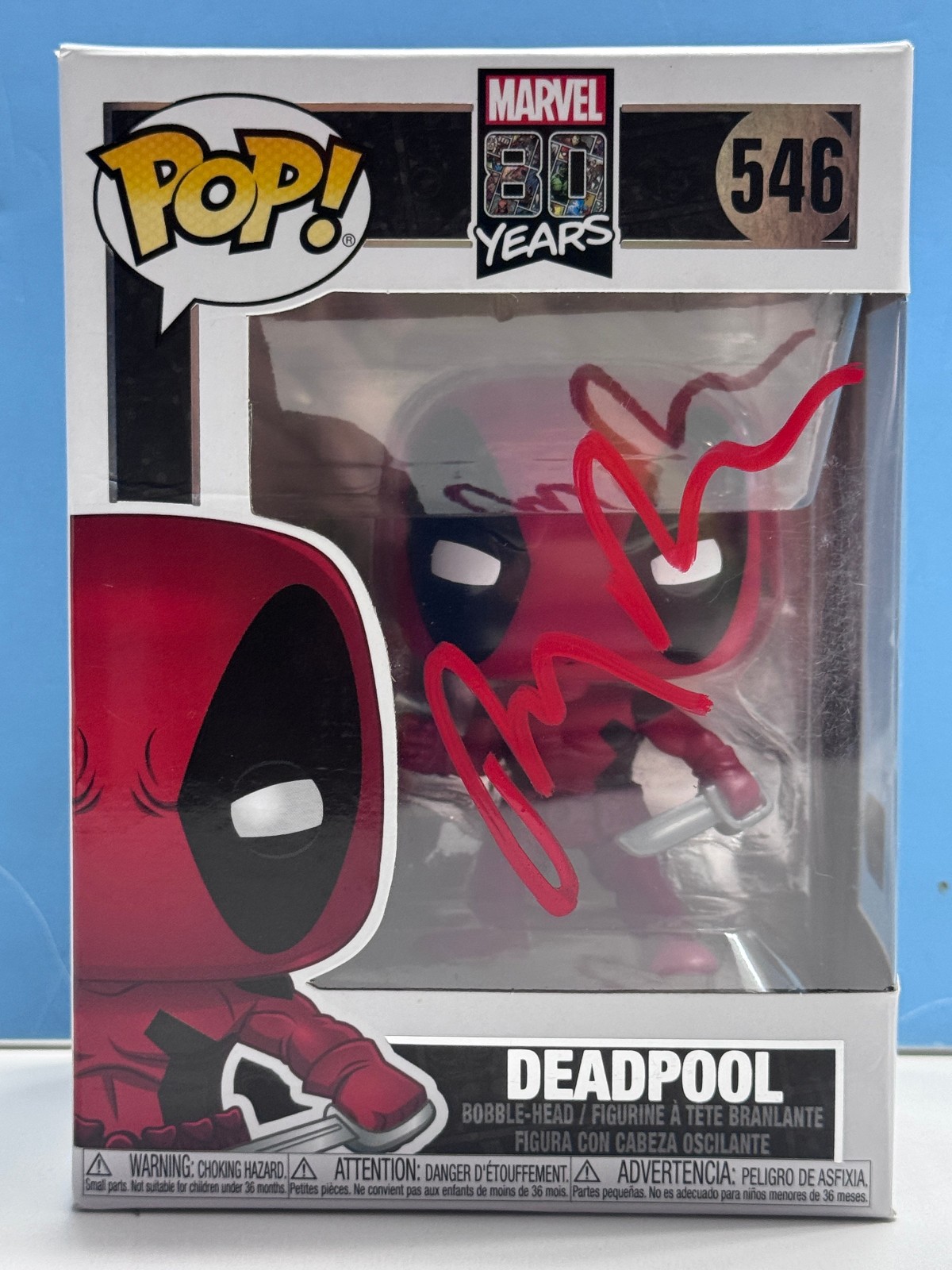 Funko Pop MARVEL 80 YEARS - DEADPOOL #546 SIGNED COA AUTHENTICATED Funko Pop MARVEL 80 YEARS - DEADPOOL #546 SIGNED COA AUTHENTICATED