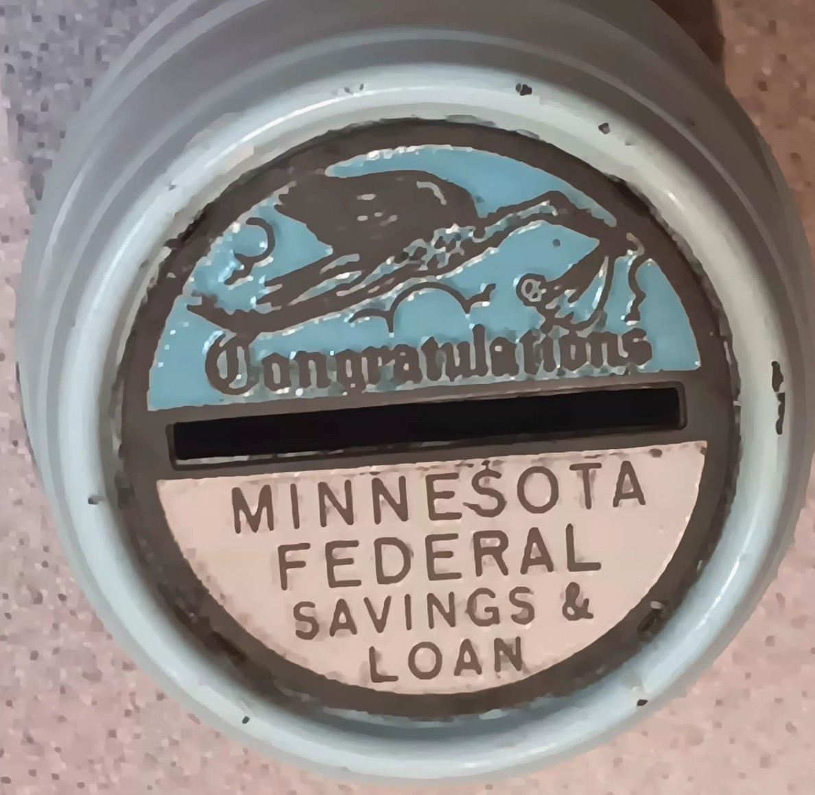 Vintage MINNESOTA FEDERAL SAVINGS & LOAN Barrel Keg Coin BABY BANK  no reserve