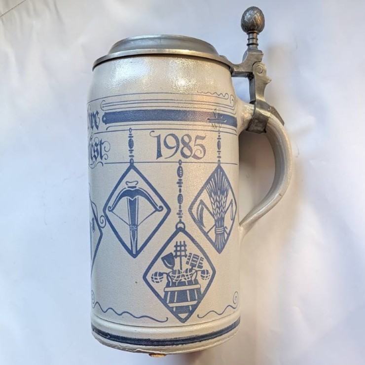 1985 Munich Oktoberfest 175 Yrs Rastal German Beer Stein w/Zinn Lid, Certificate 1985 Munich Oktoberfest 175 Yrs Rastal German Beer Stein w/Zinn Lid, Certificate