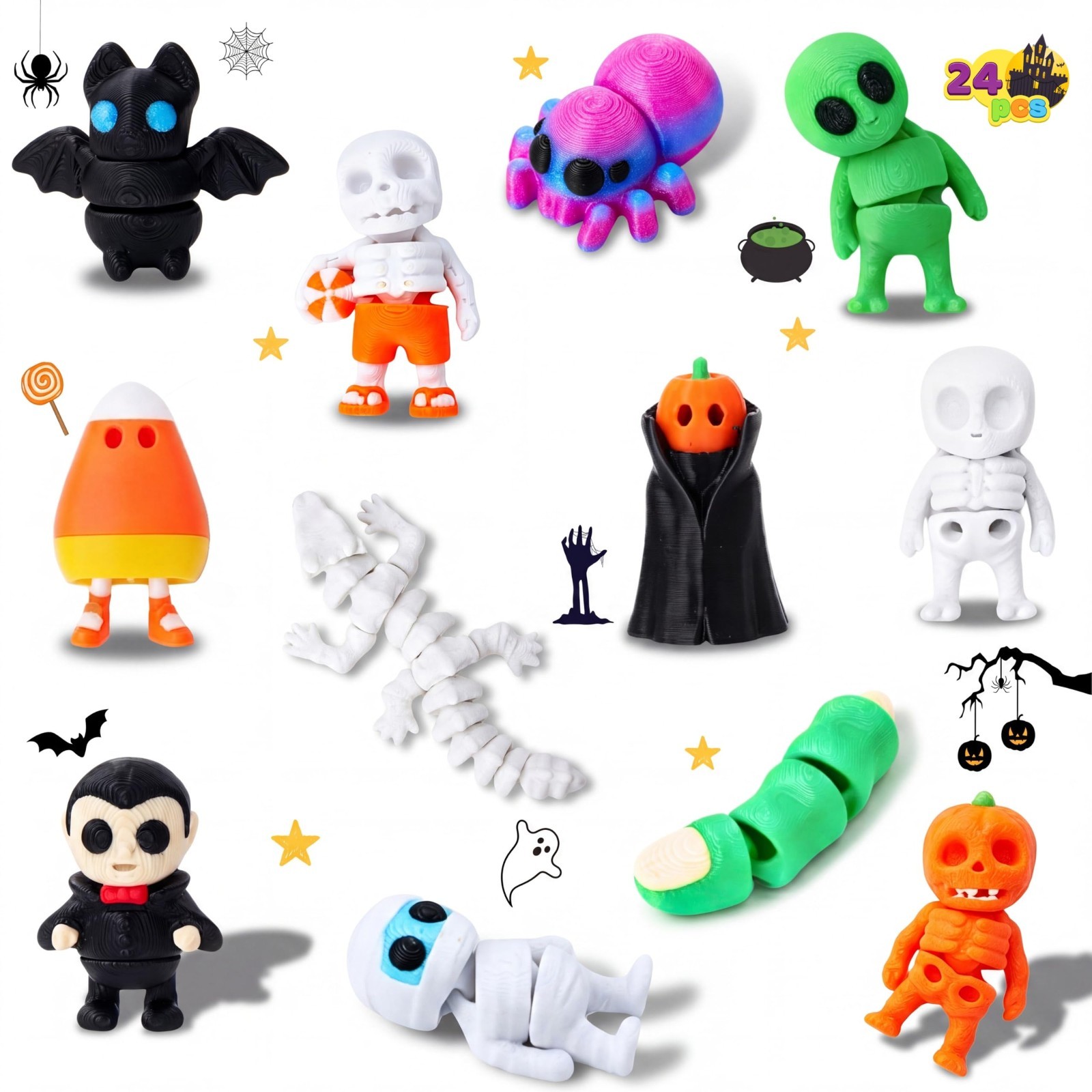 24 Pcs Halloween Mini Animal Toys Set - 3D Printed Figurines, Party Favors, Good 24 Pcs Halloween Mini Animal Toys Set - 3D Printed Figurines, Party Favors, Good