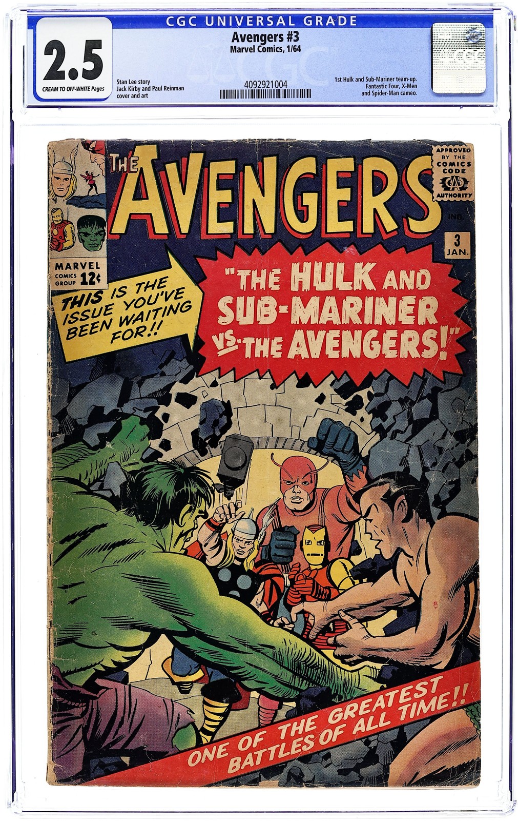 Avengers #3 CGC 2.5 1964 4092921004 Avengers #3 CGC 2.5 1964 4092921004