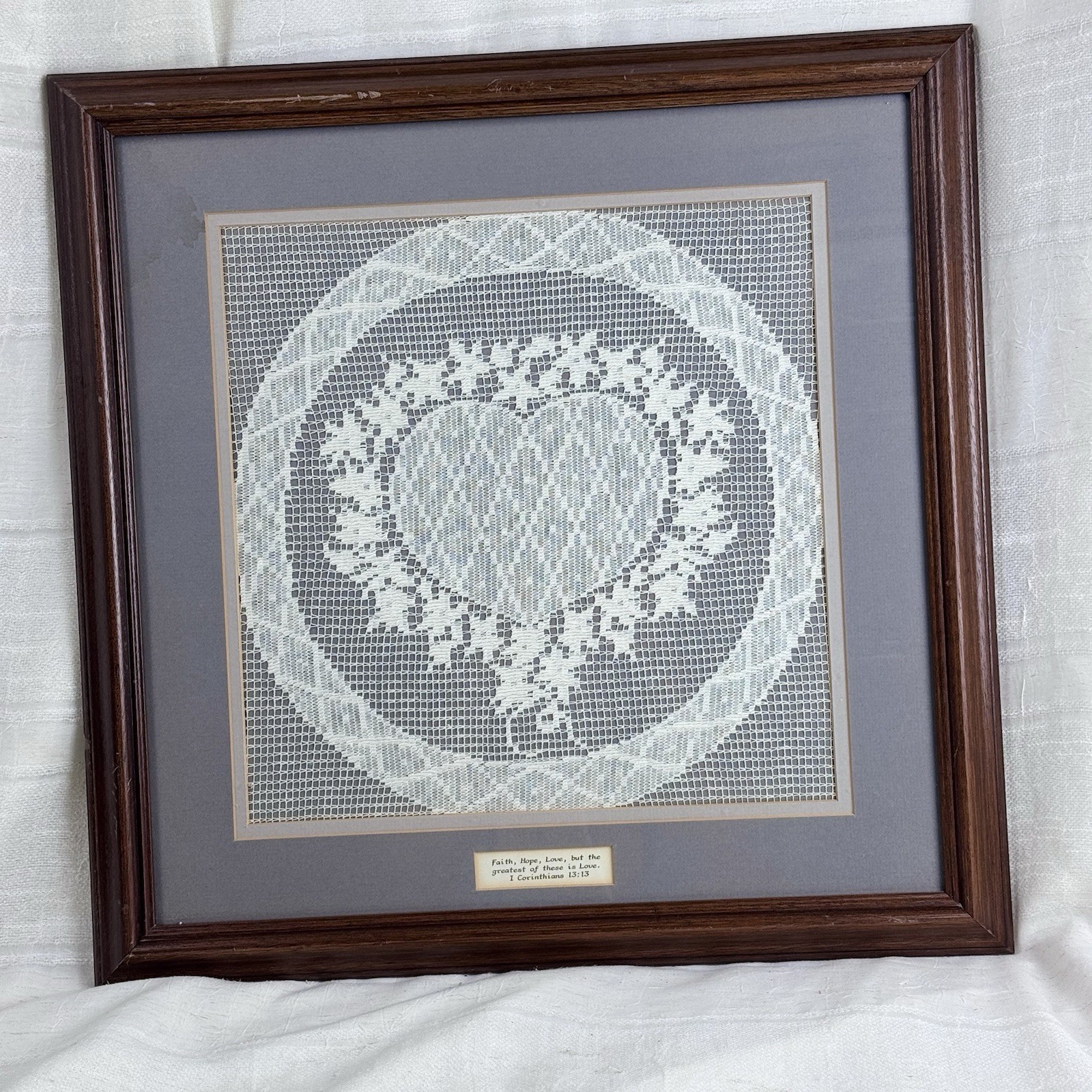 VTG Framed Matted Lace Heart Betty Spooner Scripture Works Wall Art VTG Framed Matted Lace Heart Betty Spooner Scripture Works Wall Art