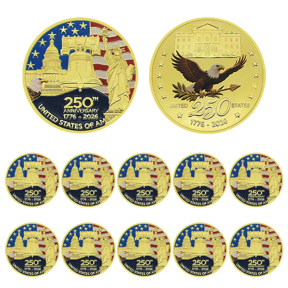 10PCS USA 250th Anniversary Coin Soaring Eagle, Liberty Bell & Capitol 1776-2026