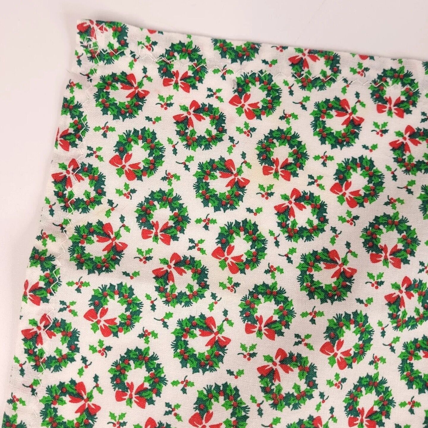 Vintage Christmas Napkins Set of 10 Holiday Wreaths Handmade Reusable Cloth 16\