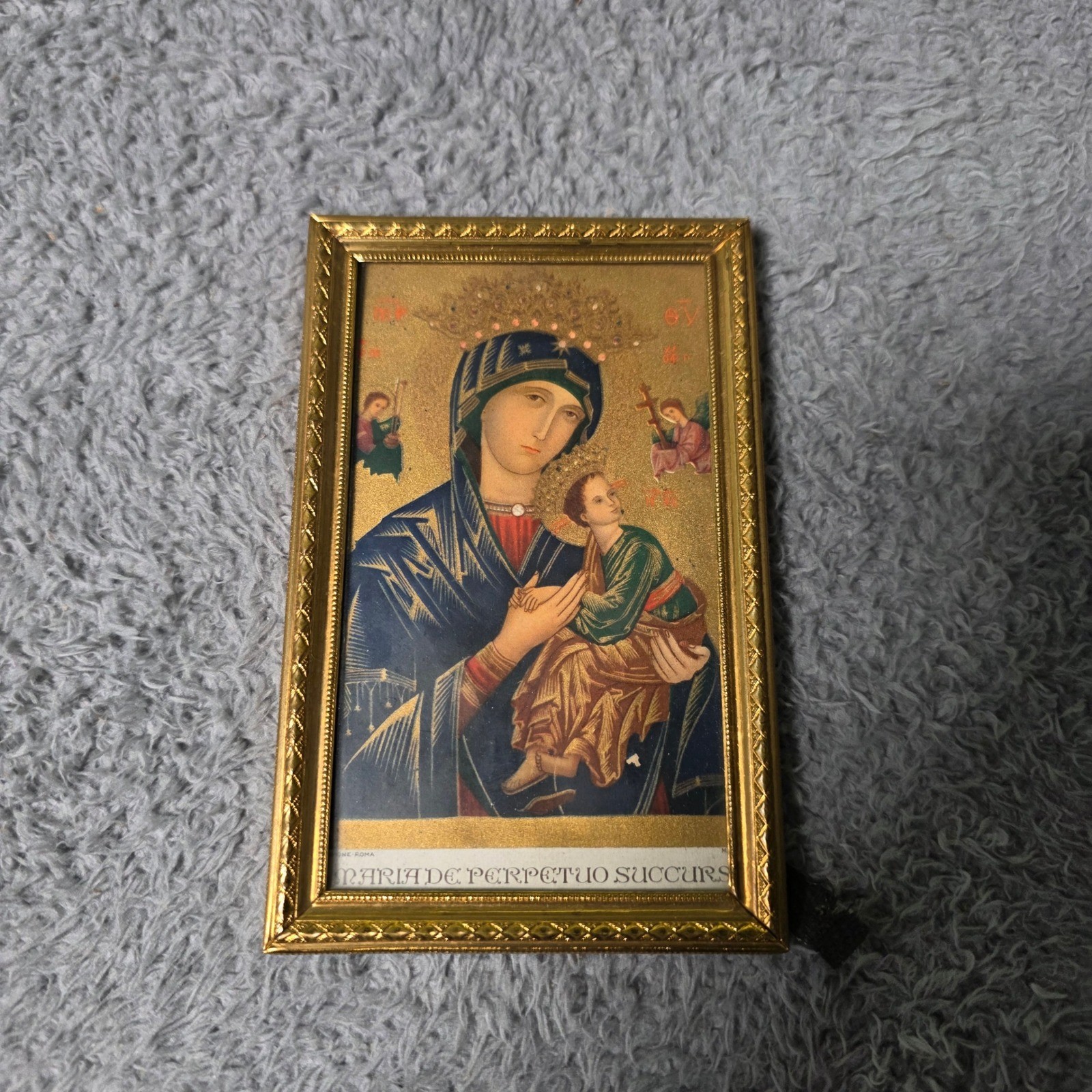 Vintage Maria De Perpetuo Succurs Icon Gold Frame Our Mother of Perpetual Help