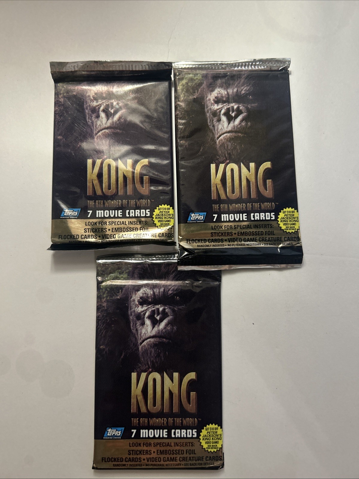 Kong The 8th Wonder of the World 2006 trading Card packs LOT of 3 Kong The 8th Wonder of the World 2006 trading Card packs LOT of 3