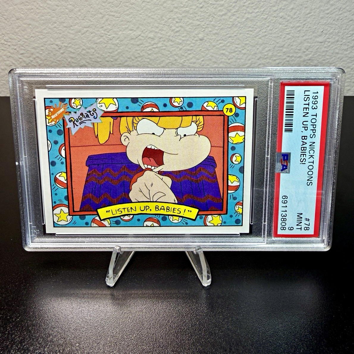 1993 TOPPS Nicktoons Rugrats Listen Up, Babies #78 PSA 9 Angelica Pop 1 