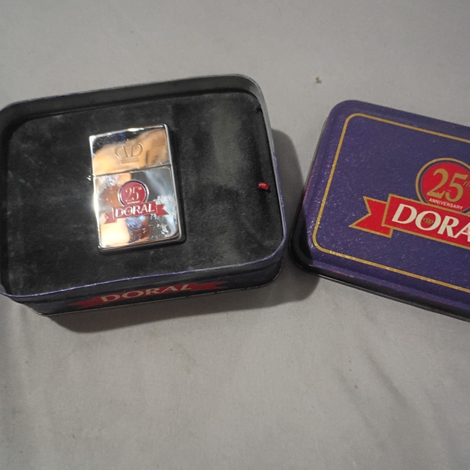 Vintage 1995 Unfired Doral 25th Anniversary Zippo Lighter Original Tin Vintage 1995 Unfired Doral 25th Anniversary Zippo Lighter Original Tin