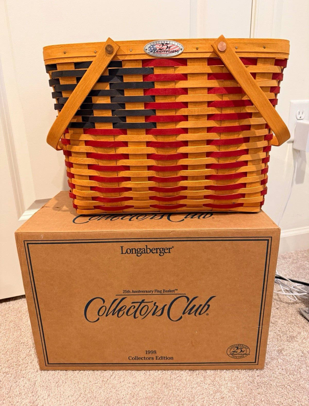 NEW Longaberger Collectors Club 1998 25th Anniversary Flag Basket Large Boxed