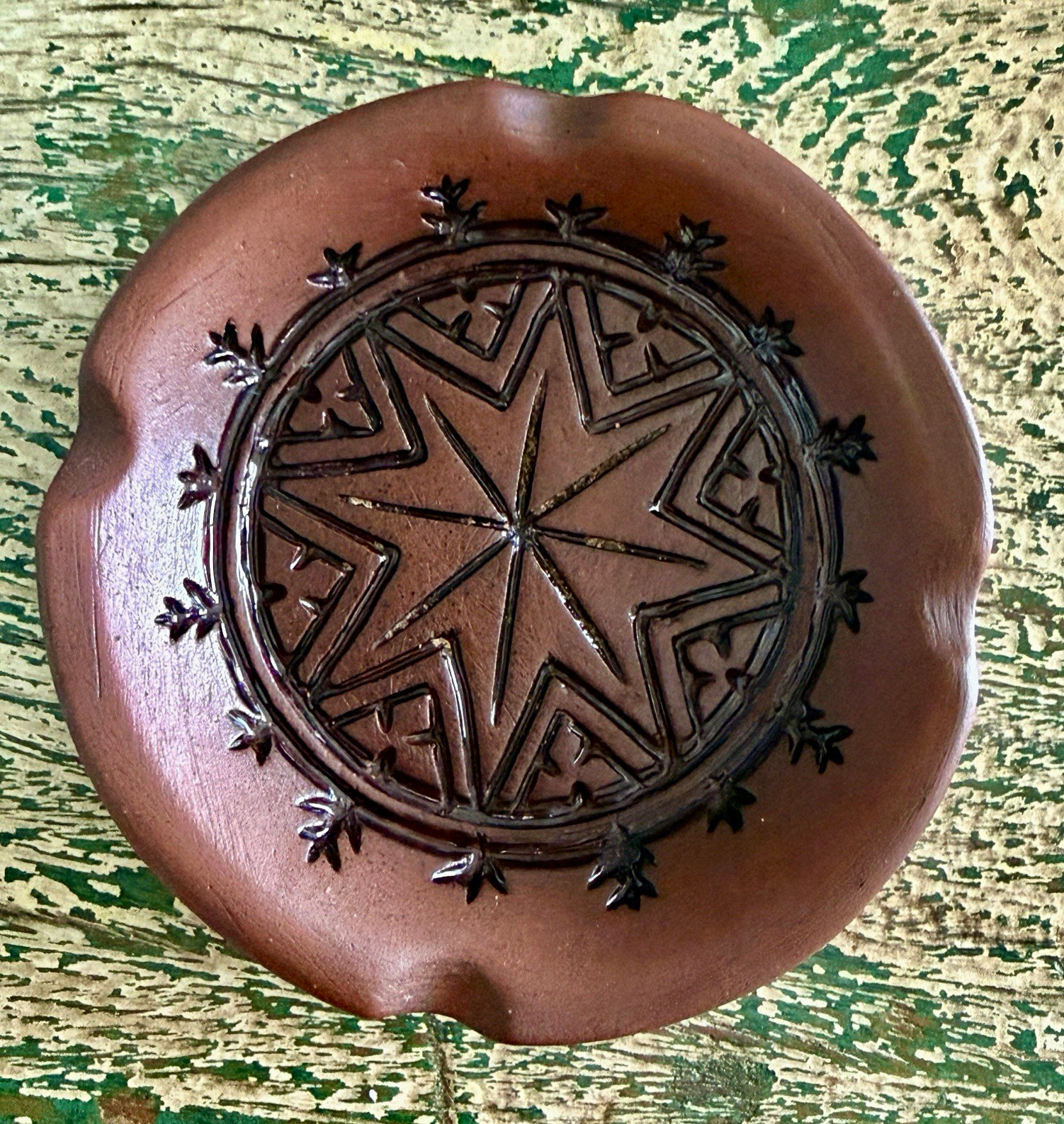 Vintage Mohawk Pottery Native Ashtray Geometric Pattern Excellent Vintage Mohawk Pottery Native Ashtray Geometric Pattern Excellent