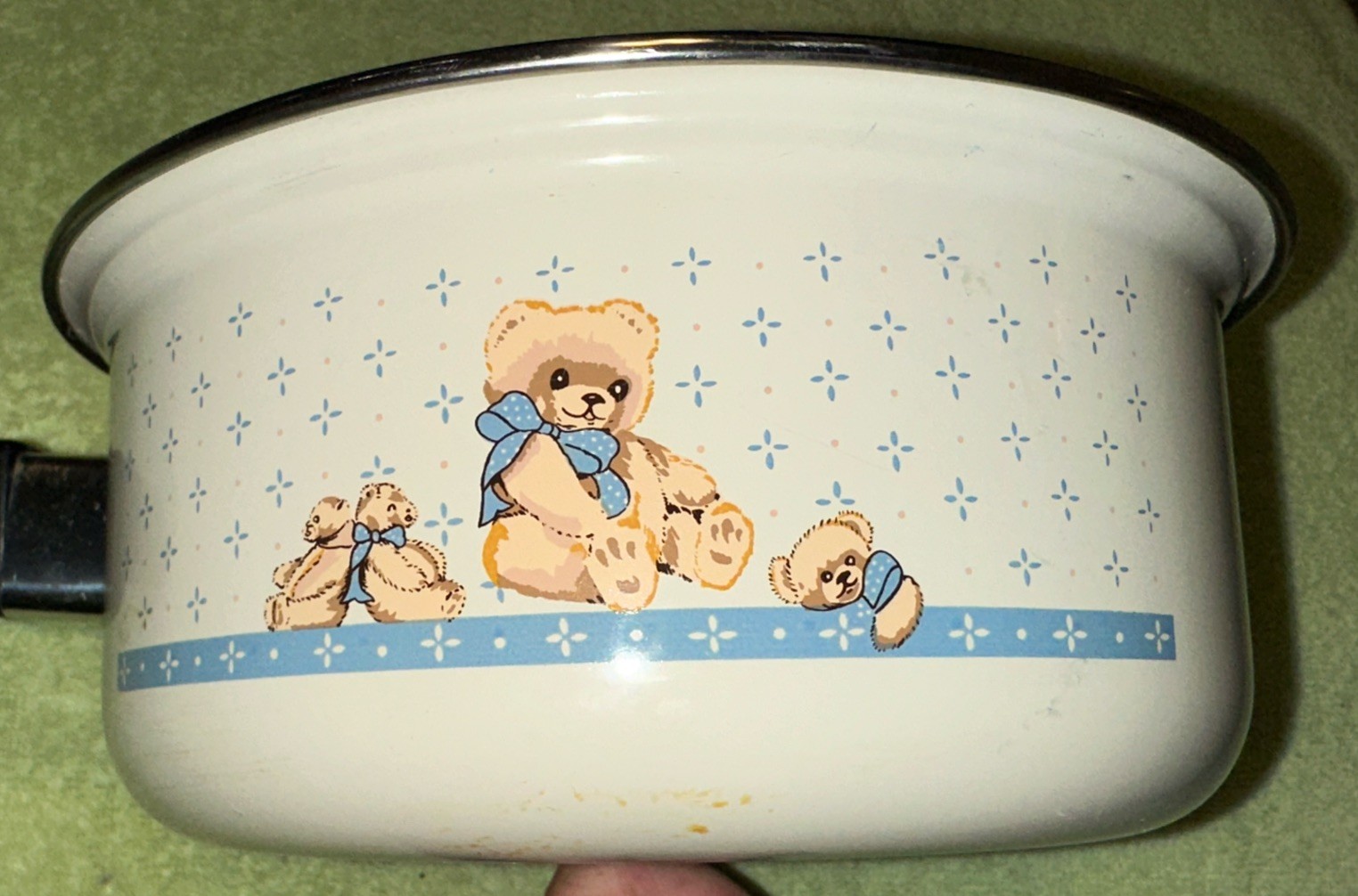 Vtg Tienshan Theodore Teddy Bear Metal Sauce Pot with No Lid Vtg Tienshan Theodore Teddy Bear Metal Sauce Pot with No Lid