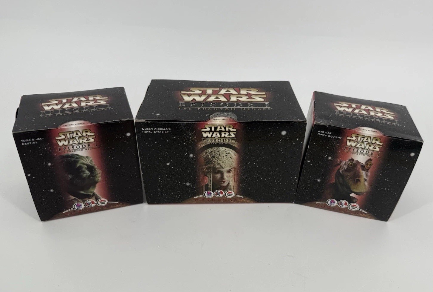 Star Wars Ep1 Taco Bell KFC Pizza Hut Box Set Yoda, Queen Amidala, Jar Jar 1999 Star Wars Ep1 Taco Bell KFC Pizza Hut Box Set Yoda, Queen Amidala, Jar Jar 1999