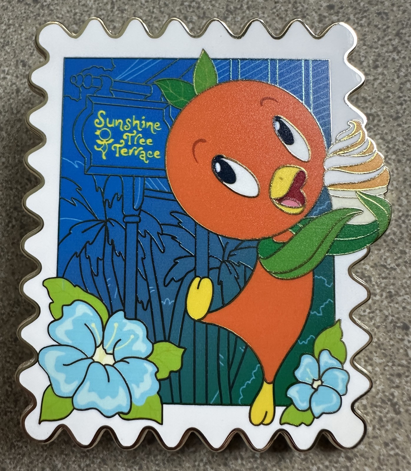 PIN ORANGE BIRD STAMP SUNSHINE TREE TERRACE 3" JUMBO FANTASY new 2026 PIN ORANGE BIRD STAMP SUNSHINE TREE TERRACE 3" JUMBO FANTASY new 2026
