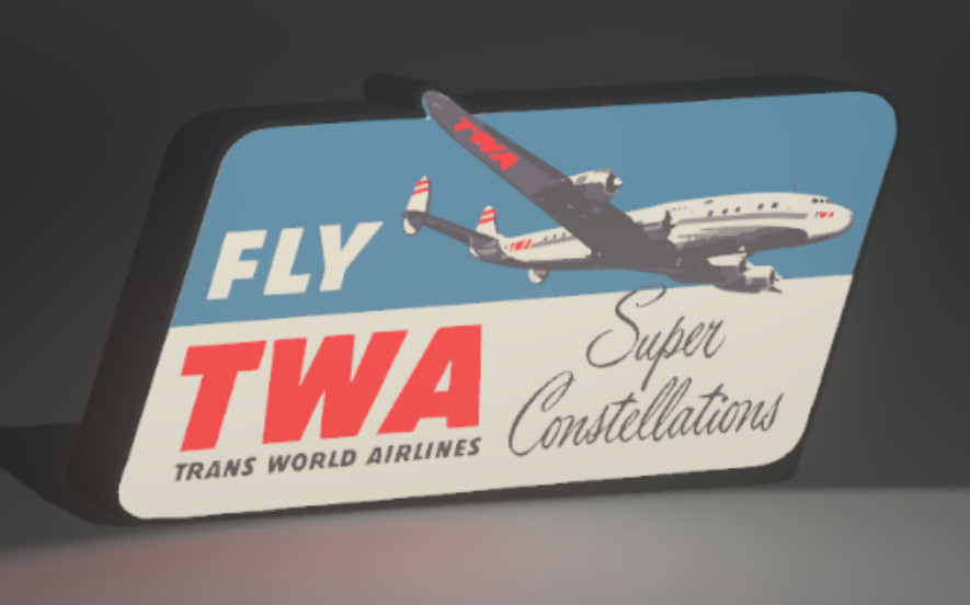 Lighted TWA w/ Constellation Sign – USB Powered – Vintage Style Aviation 