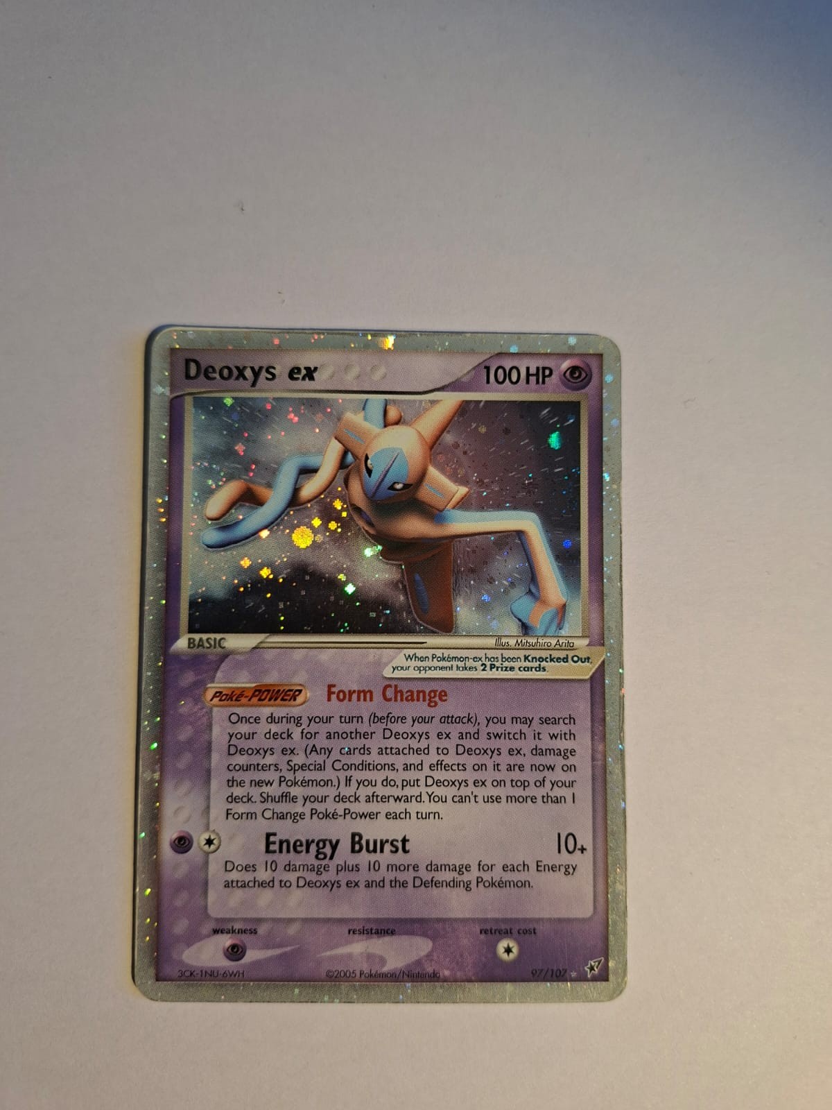 Pokemon card - Deoxys EX Holo Rare 97/107 - set EX Deoxys - Vintage 2005 - eng Pokemon card - Deoxys EX Holo Rare 97/107 - set EX Deoxys - Vintage 2005 - eng