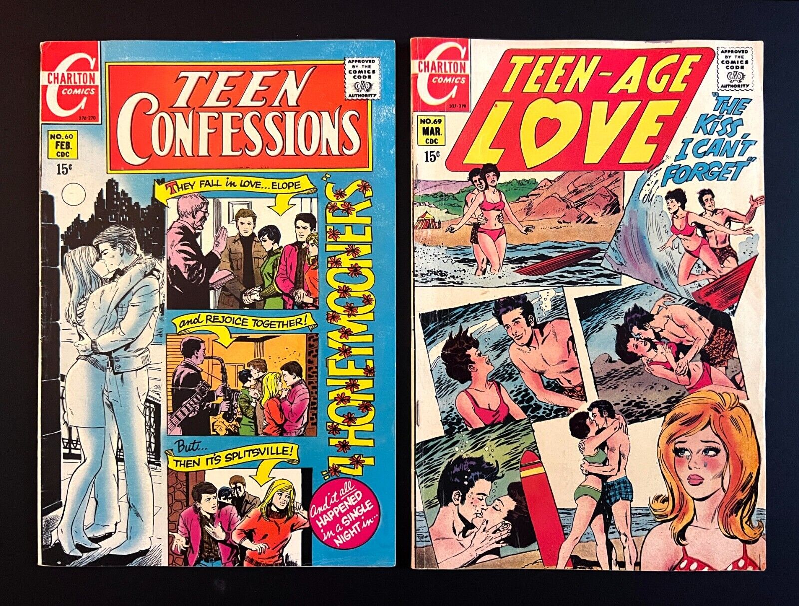 TEEN CONFESSIONS #60 + TEEN-AGE LOVE #69 Romance Comic Lot Charlton Comics 1970
