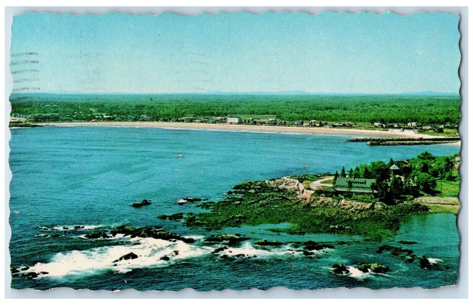 1979 Air View Of Kennebunk Beach Past St. Ann's Drakes Island Wells ME Postcard