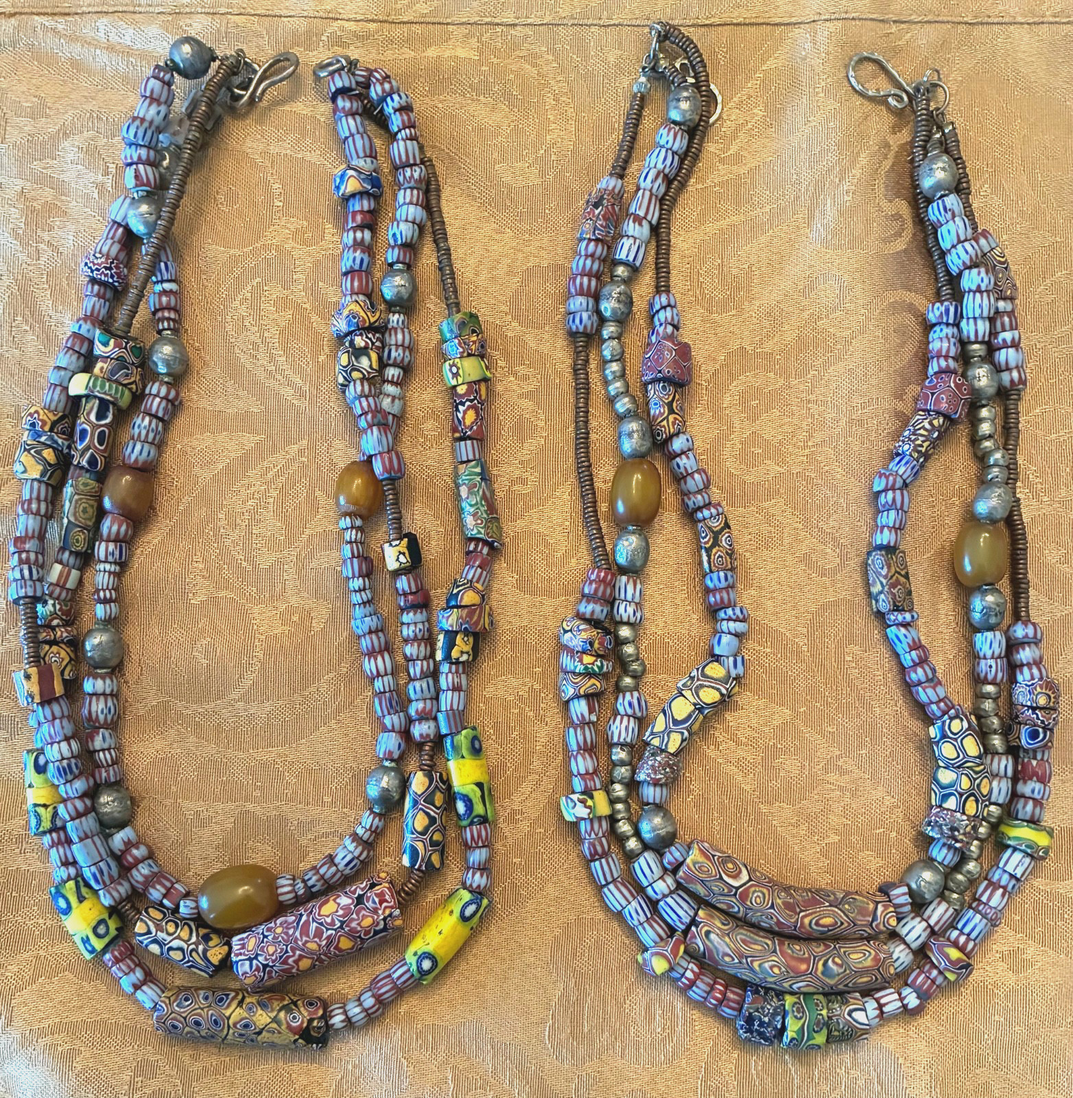 2 Venetian Millefiori Trade Bead African Necklaces 2 Venetian Millefiori Trade Bead African Necklaces