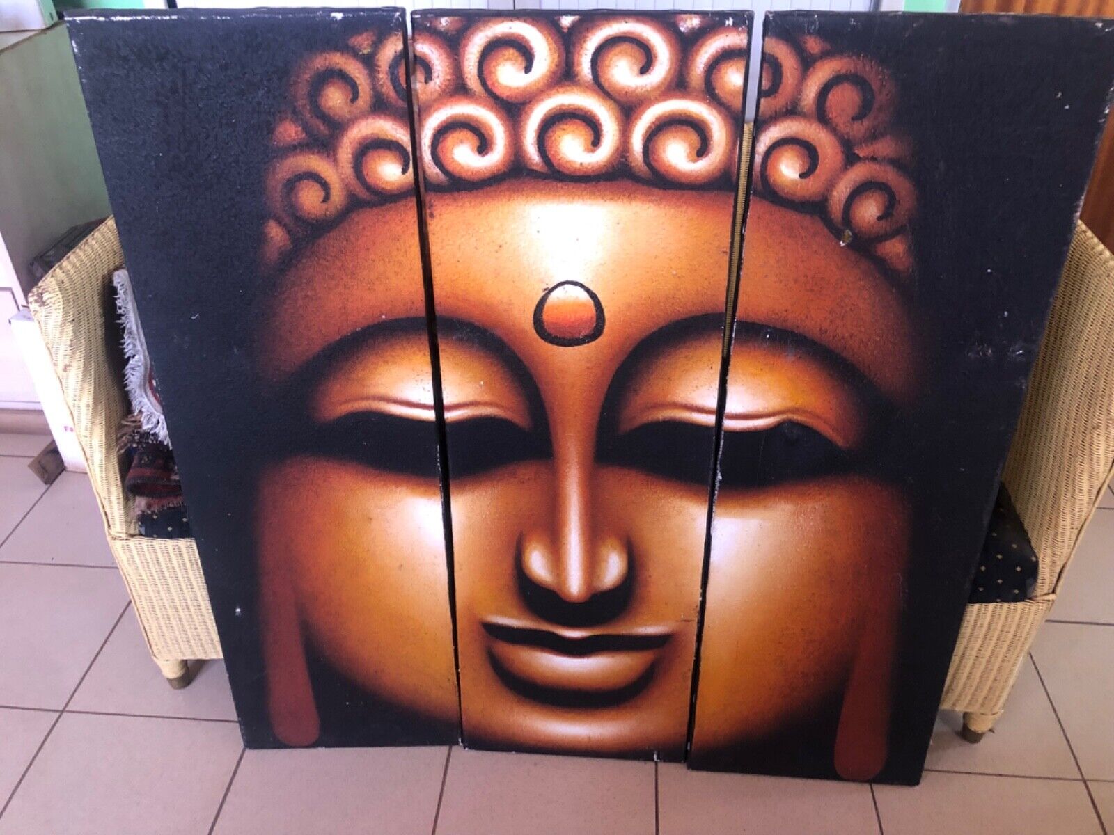 large 3 piece buddha painting