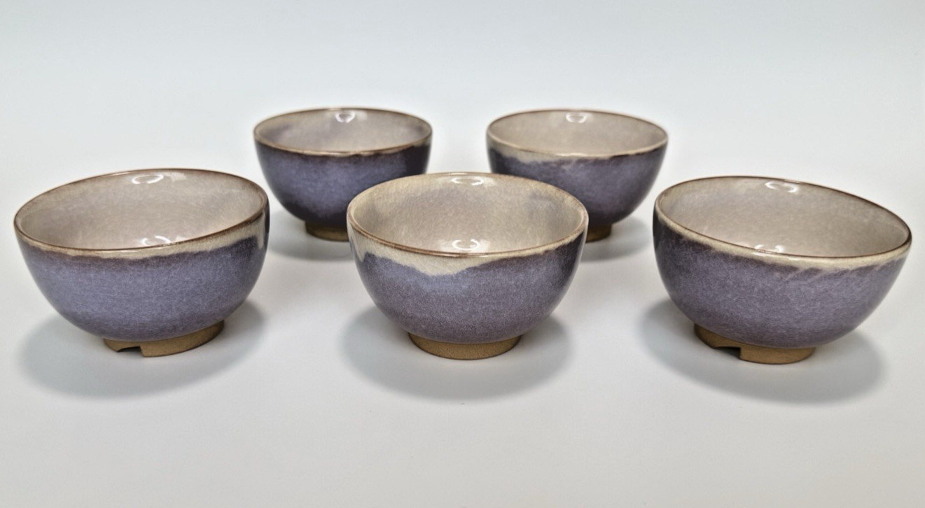 Hagi yaki ware Yunomi Japanese pottery tea cup set of 5 Kumidashi Yusai Purple