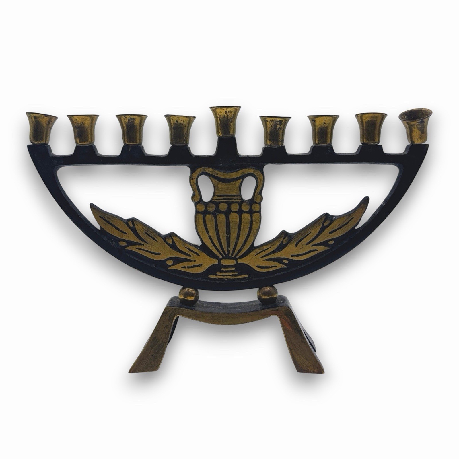 Vintage Dayagi Brass Enamel Chanukah Menorah PAL-Bell Israel Judaica Hanukkah Vintage Dayagi Brass Enamel Chanukah Menorah PAL-Bell Israel Judaica Hanukkah