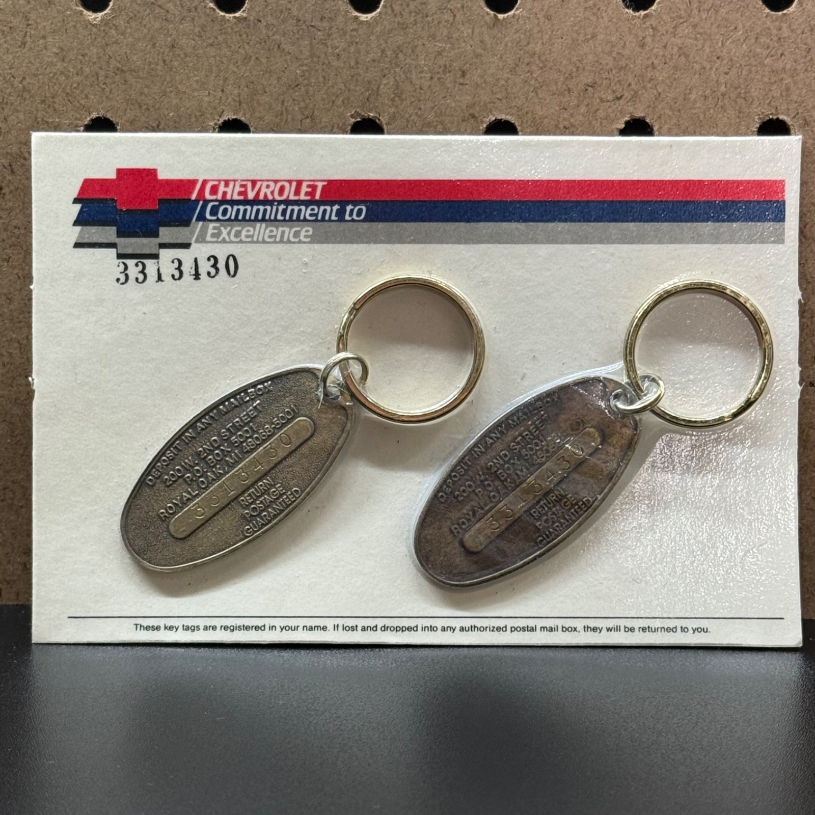Chevrolet Commitment To Excellence 3313430 2 Keychains new in package Brass Chevrolet Commitment To Excellence 3313430 2 Keychains new in package Brass