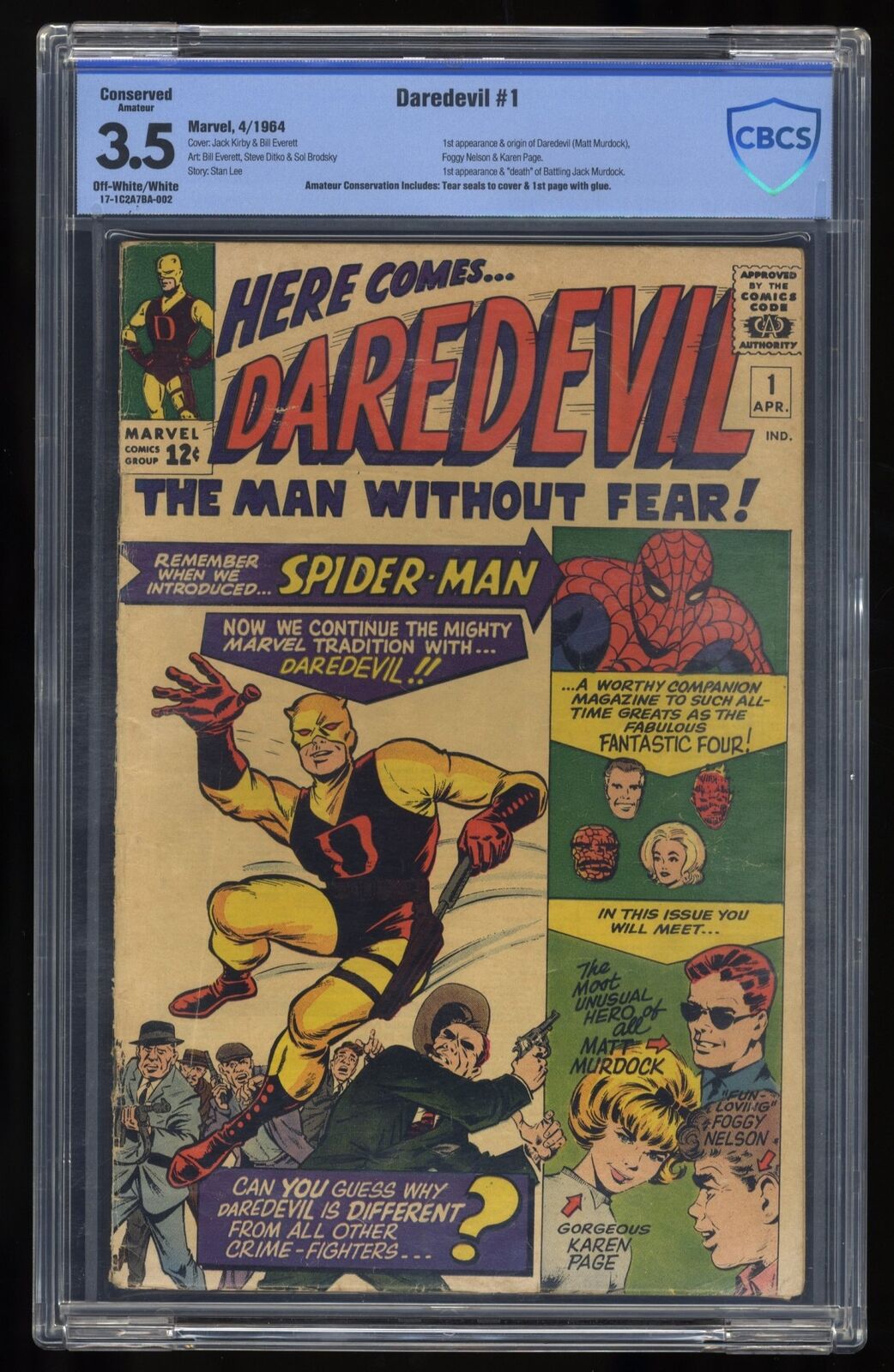 Daredevil (1964) #1 CBCS VG- 3.5 (Restored) Origin and 1st Appearance