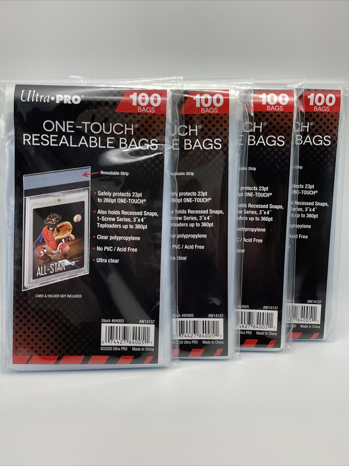 Ultra Pro One-Touch Resealable Bags 4 Packs of 100, 400 Total Bags Ultra Pro One-Touch Resealable Bags 4 Packs of 100, 400 Total Bags