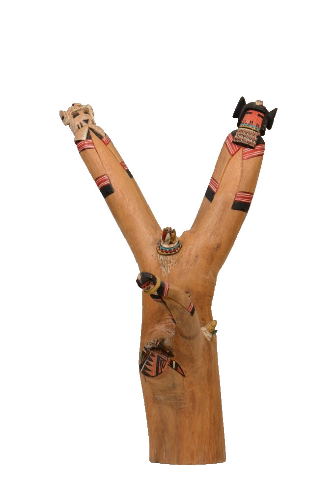 Hopi  Preston Duwyenie Three Figure Kachina / Katsina Sculpture