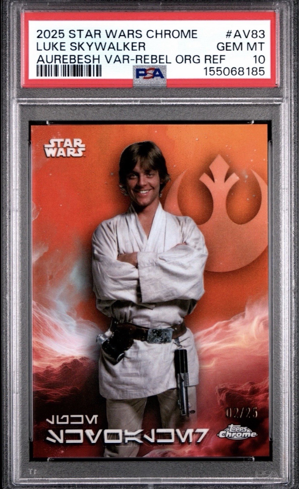 Topps 2025 Star Wars Chrome Luke Skywalker Aurebesh /25 PSA 10