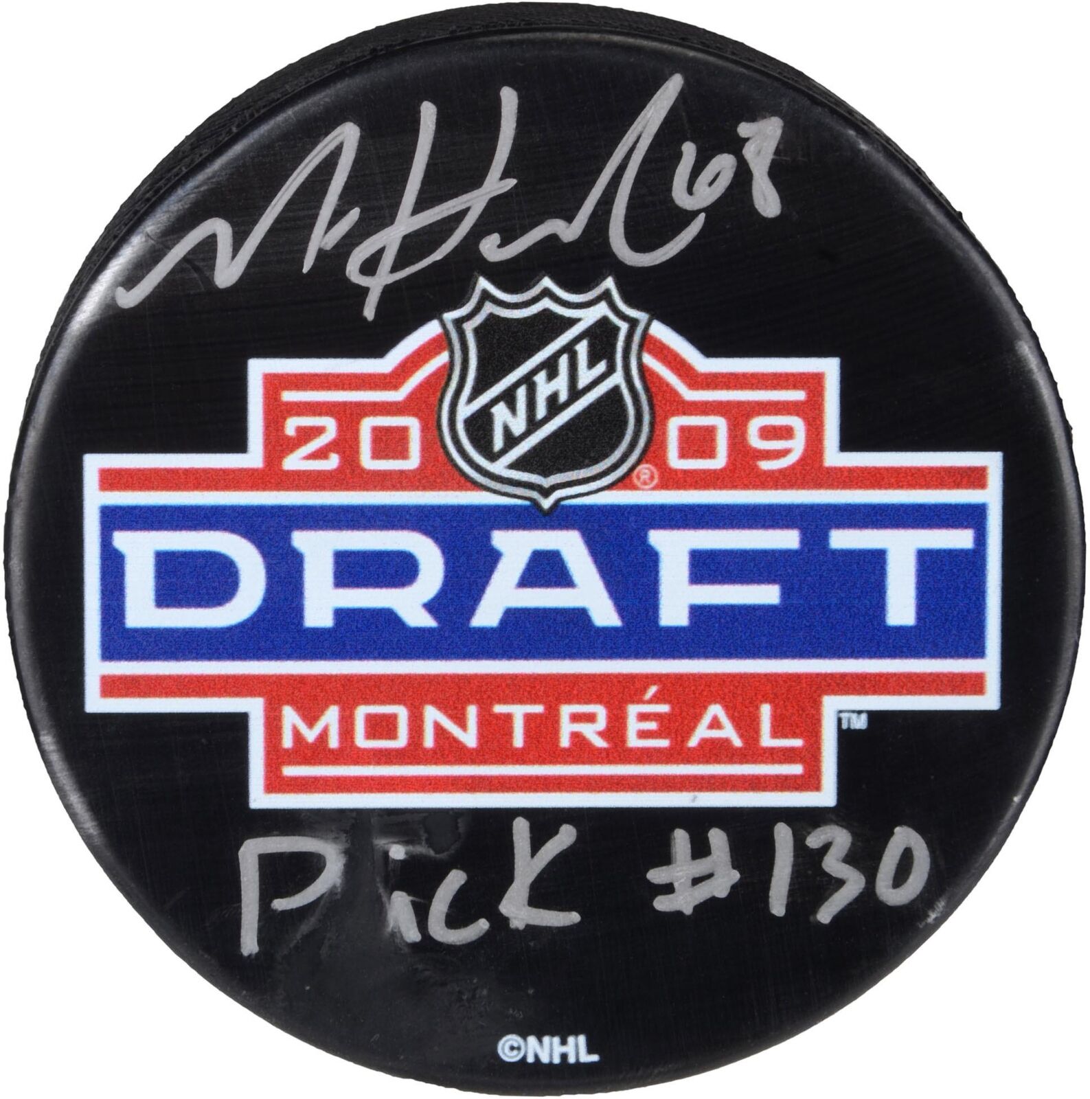 Mike Hoffman Canadiens Signed 2009 NHL Draft Logo Hockey Puck w/\