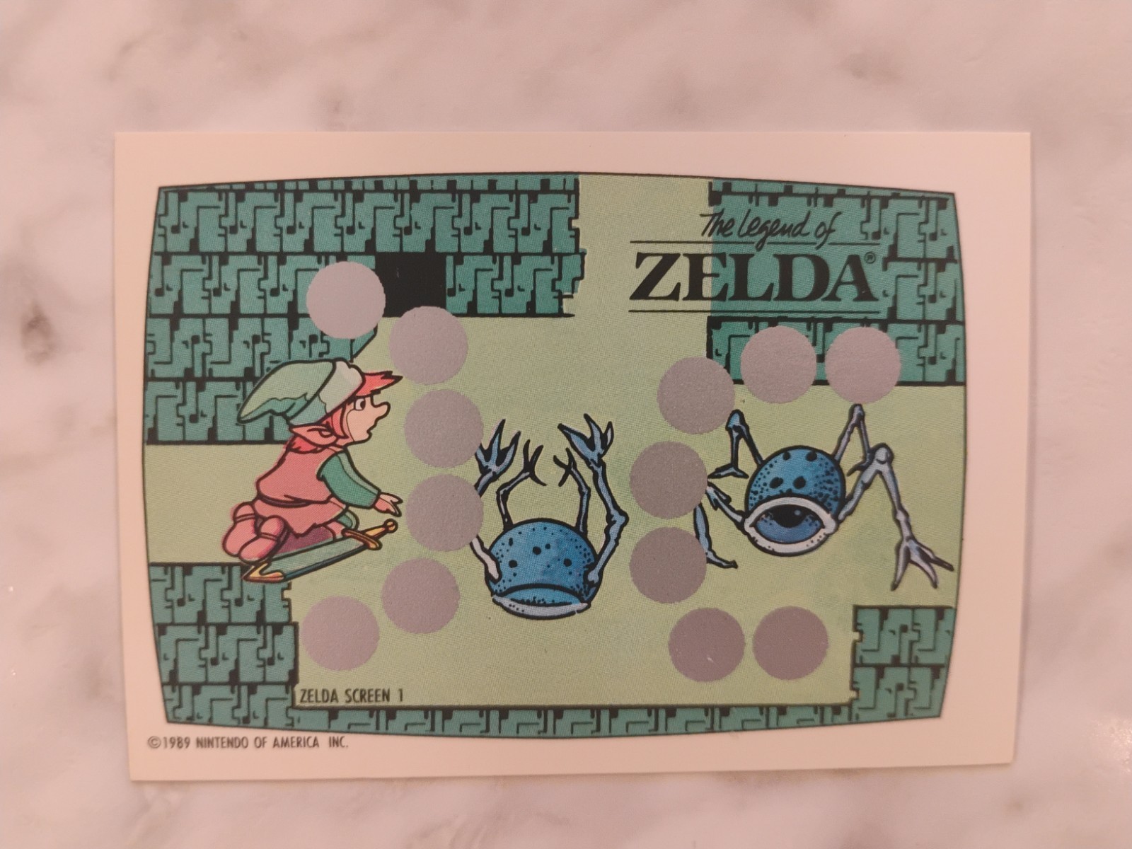 1989 Topps Nintendo Scratch-Off Game Legend of Zelda Screen 1 1989 Topps Nintendo Scratch-Off Game Legend of Zelda Screen 1
