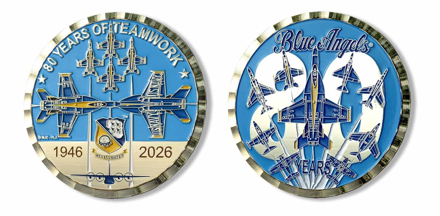 Blue Angels 2026 ~ 80 Years of Teamwork Challenge Coin Blue Angels 2026 ~ 80 Years of Teamwork Challenge Coin