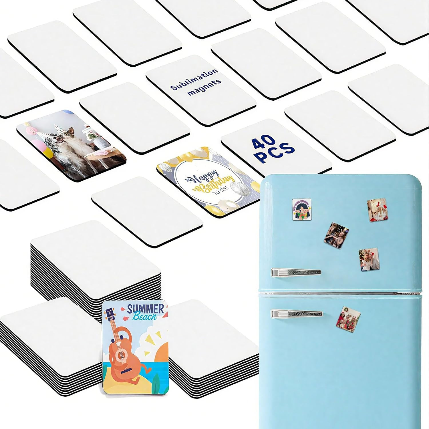 UJL 40Pcs Sublimation Magnet Blanks Custom Square Magnets (2.95" X 2.16")