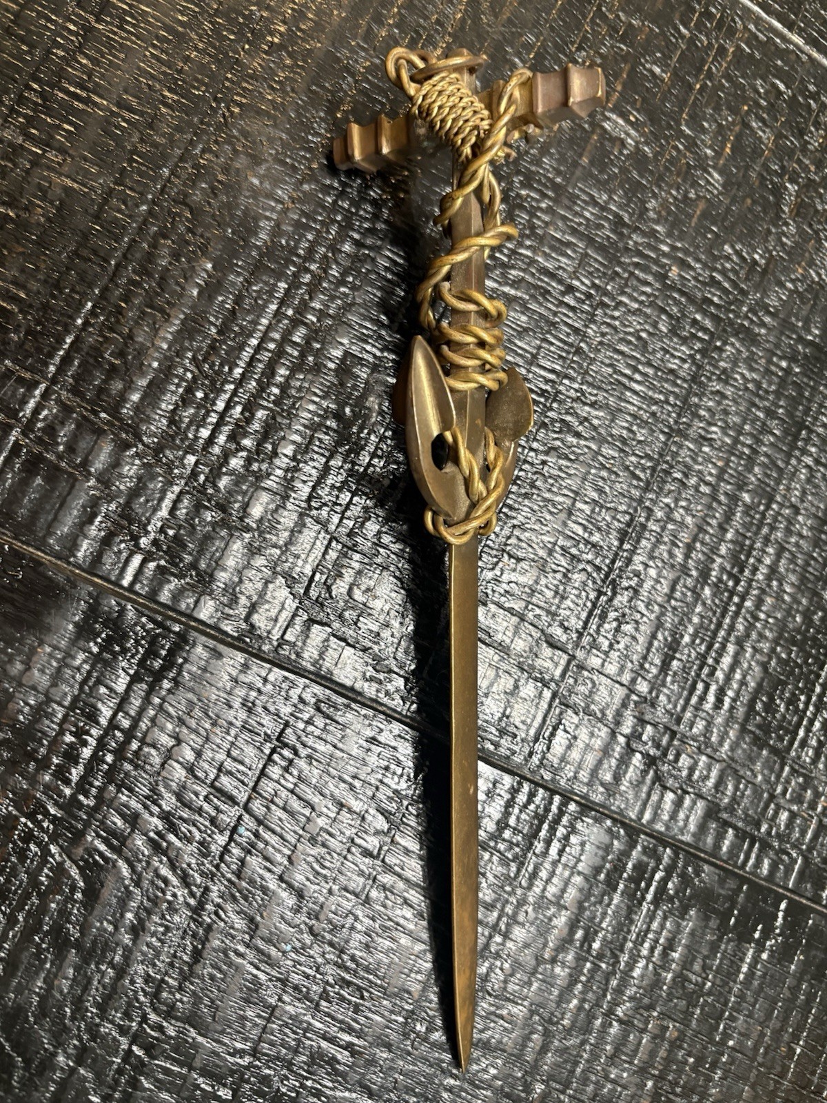 Vintage Solid Brass Letter Mail Opener With Boat Anchor Rope Metal ⭐️⚓️ Vintage Solid Brass Letter Mail Opener With Boat Anchor Rope Metal ⭐️⚓️