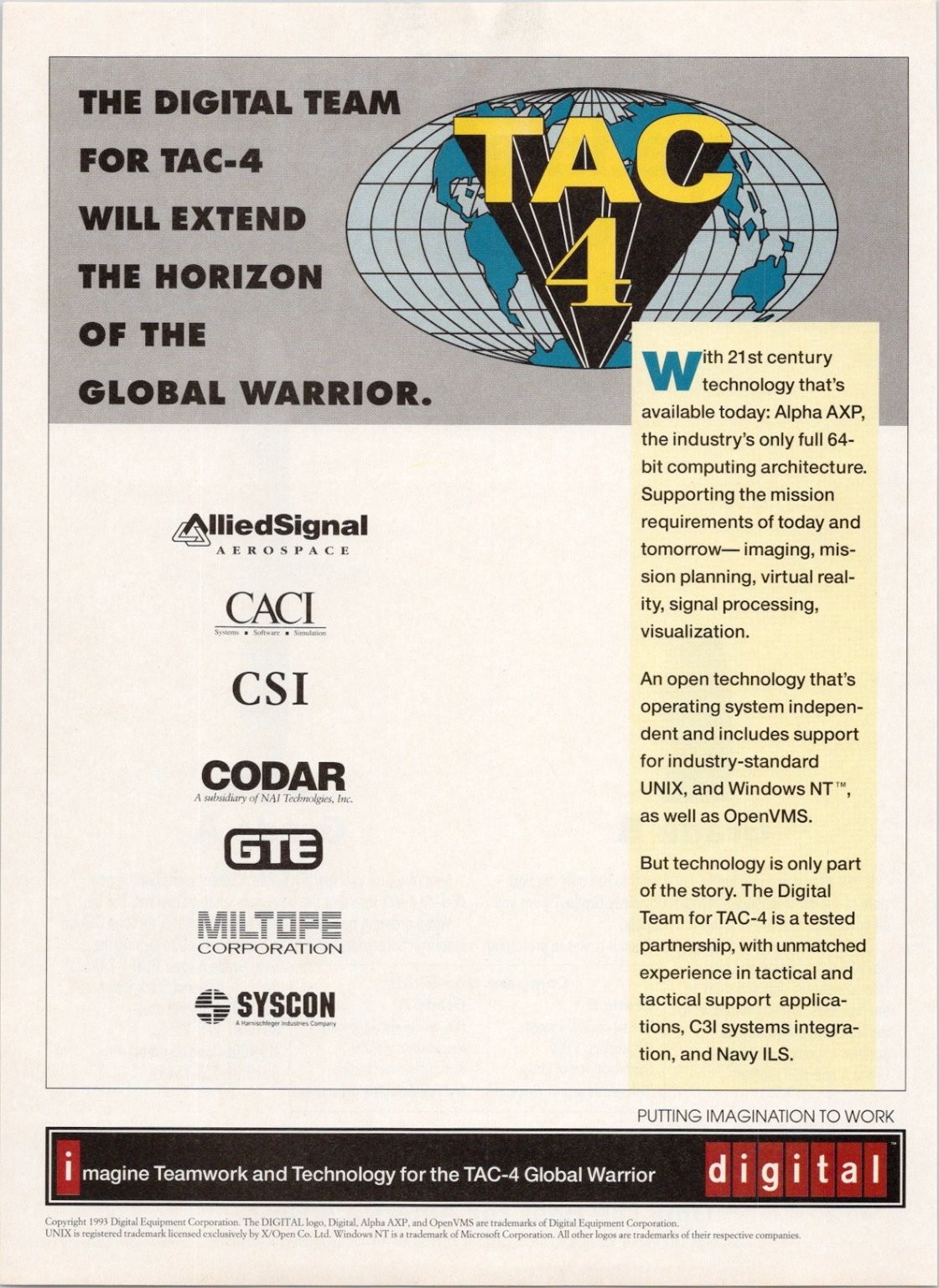 Digital TAC-4 Global Warrior Vintage 1994 Magazine Ad 64-bit Computer Tech