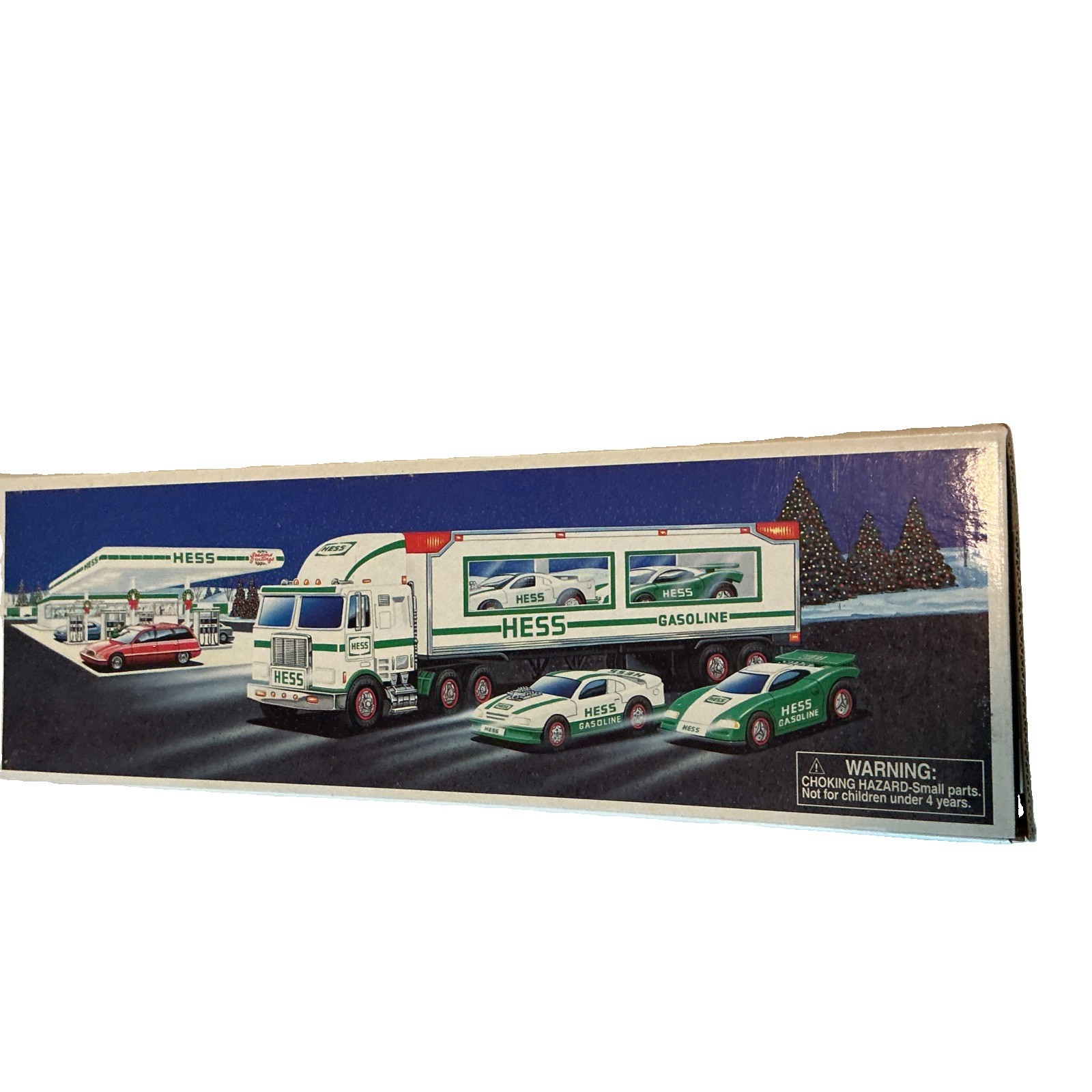 Hess 1997 Toy Truck & Racers Set in Box Gas & Oil Theme White/Green NIB 🔥 Hess 1997 Toy Truck & Racers Set in Box Gas & Oil Theme White/Green NIB 🔥