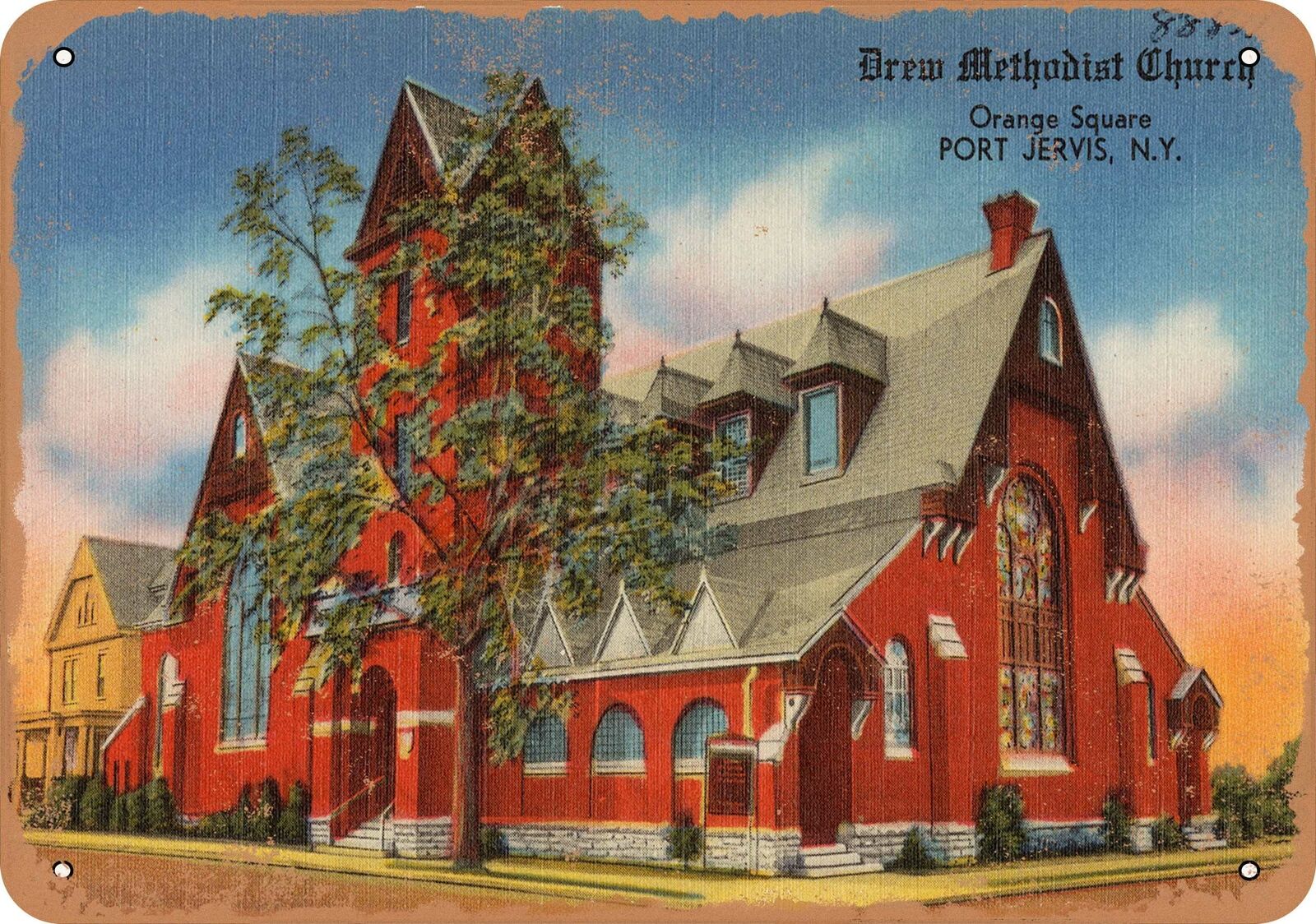 Metal Sign - New York Postcard - Drew Methodist Church