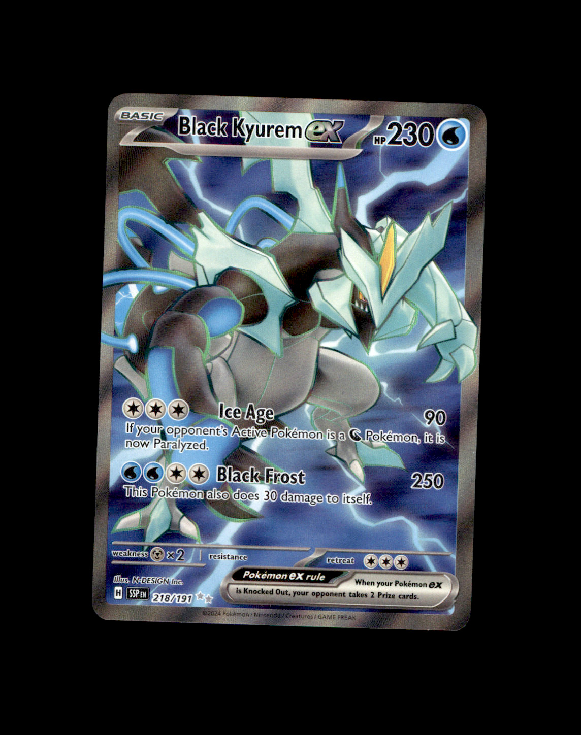 Black Kyurem ex 218/191 Ultra Rare Full Art Surging Sparks Pokemon TCG 2024 NM Black Kyurem ex 218/191 Ultra Rare Full Art Surging Sparks Pokemon TCG 2024 NM