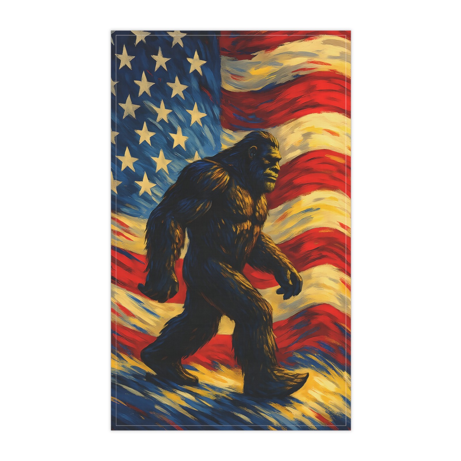 Bigfoot Americana Tea Towels - Decorative Kitchen Towels Bigfoot Americana Tea Towels - Decorative Kitchen Towels