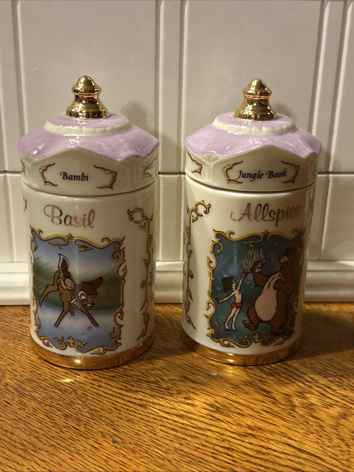 Lenox Disney Spice Jars Bambi and Jungle Book NOS No Box Never Used 1995 Lenox Disney Spice Jars Bambi and Jungle Book NOS No Box Never Used 1995