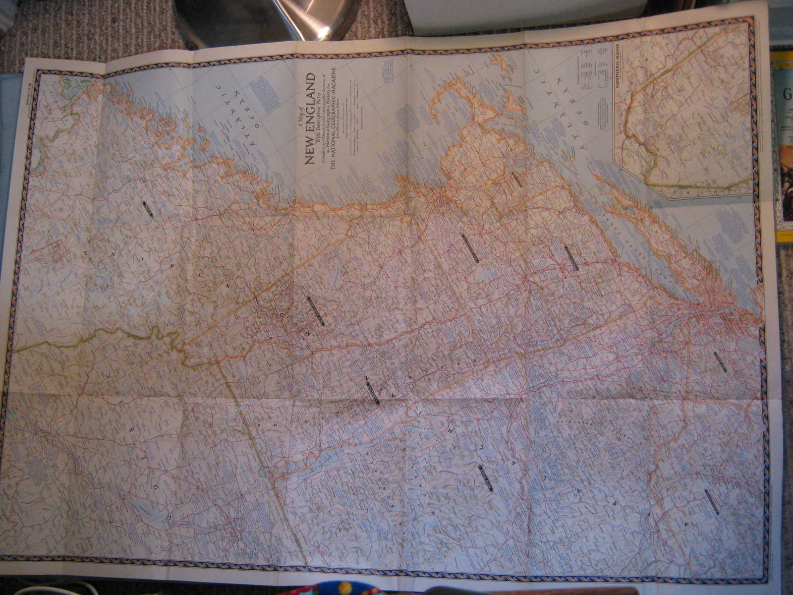 VINTAGE NEW ENGLAND WALL MAP National Geographic June 1955 Huge VINTAGE NEW ENGLAND WALL MAP National Geographic June 1955 Huge