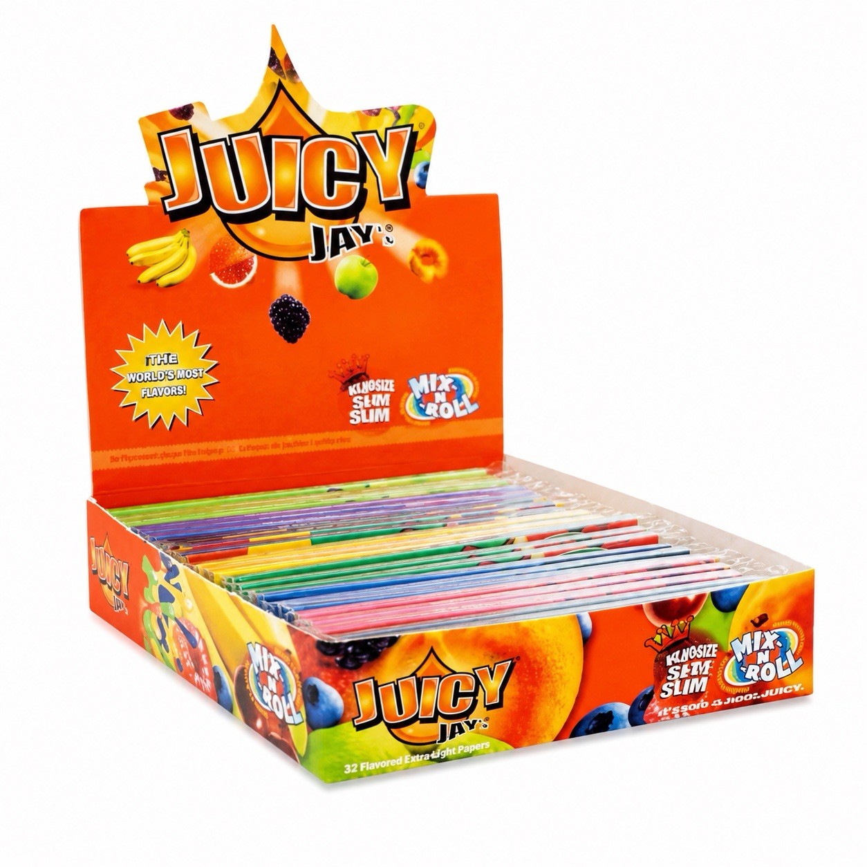 24 Pack Juicy Jay’s King Size Slim Rolling Papers Display Box Mixed Flavors Ciga 24 Pack Juicy Jay’s King Size Slim Rolling Papers Display Box Mixed Flavors Ciga
