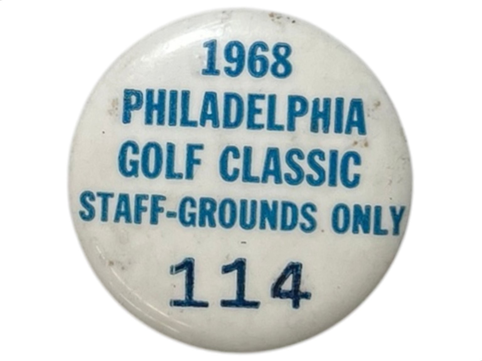 Vintage 1968 Philadelphia Golf Classic Pinback Button Staff Grounds Pass 1.5"