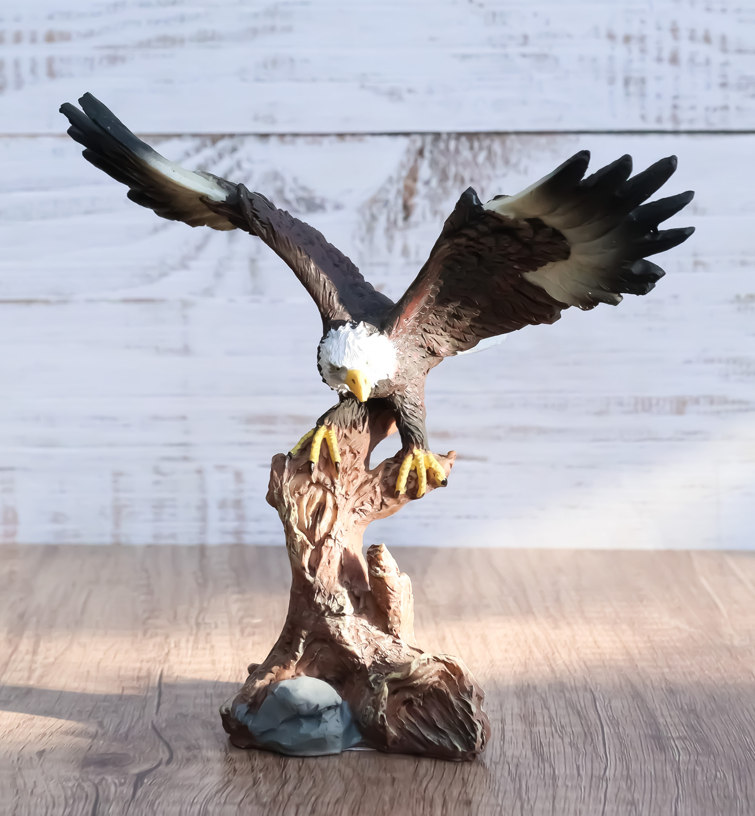 Ebros 7" Tall Bald Eagle Descending On Tree Branch Decorative Figurine Resin Ebros 7" Tall Bald Eagle Descending On Tree Branch Decorative Figurine Resin