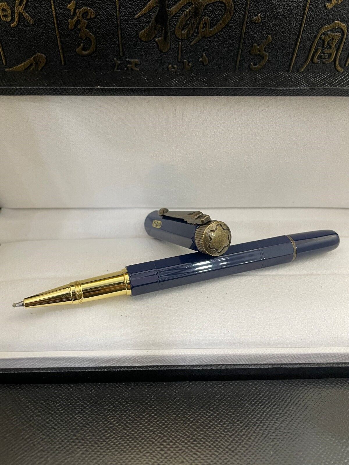 Luxury Egypt Series Blue+Gold Color Rollerball Pen 0.7mm Black Ink