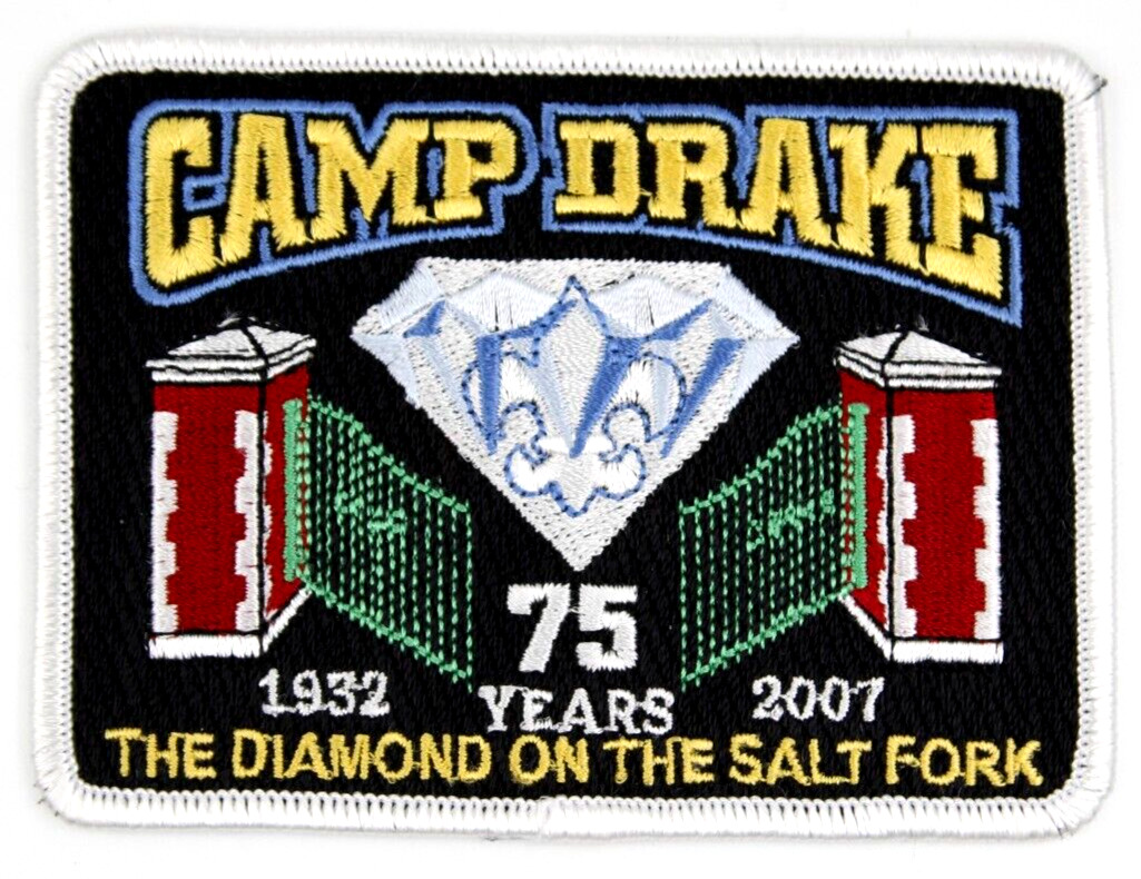 2007 Camp Drake White Border Prairielands Council Patch Boy Scouts BSA Illinois