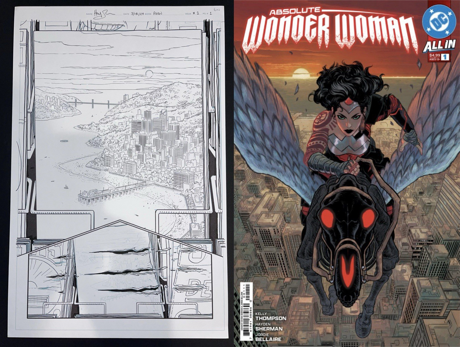 Hayden Sherman Original Art Absolute Wonder Woman #1 pg 1 FIRST PAGE 2024 DC Hayden Sherman Original Art Absolute Wonder Woman #1 pg 1 FIRST PAGE 2024 DC